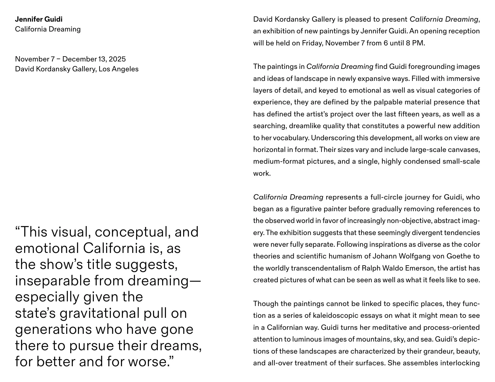 Jennifer Guidi California Dreaming David Kordansky Gallery